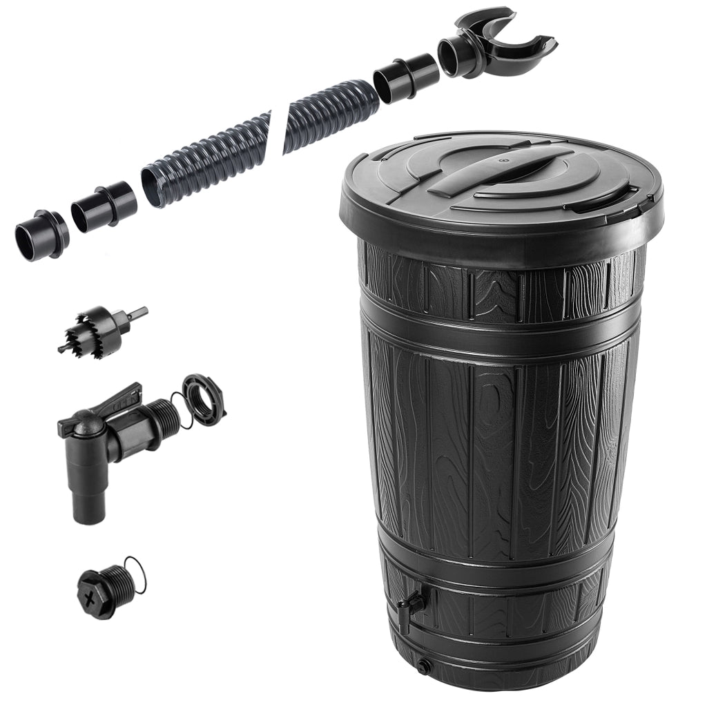 Serbatoio per acqua piovana KADAX da 265 litri con rubinetto e supporto.