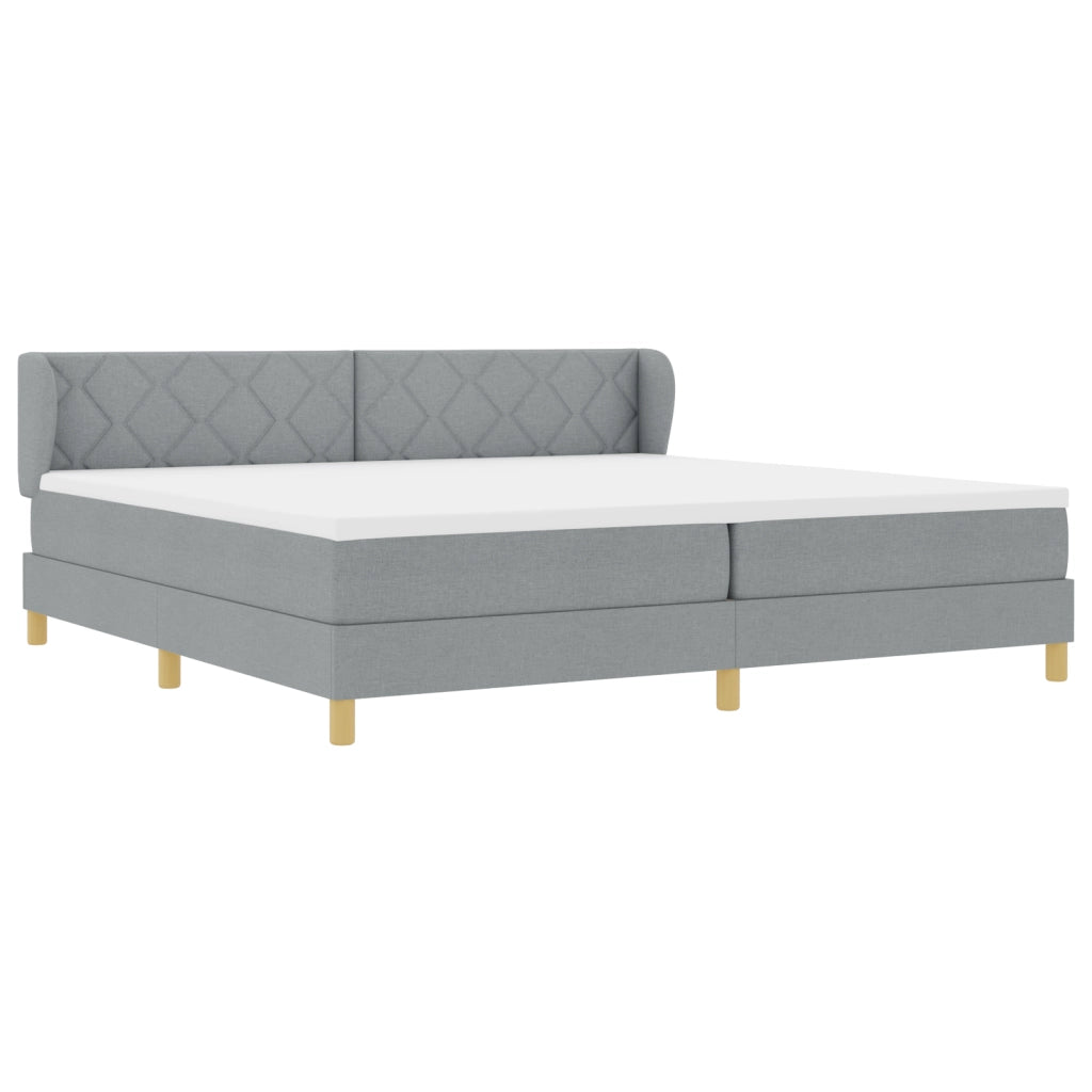 Letto Box Spring con Materasso - Grigio Chiaro - 200x200 cm - Tessuto