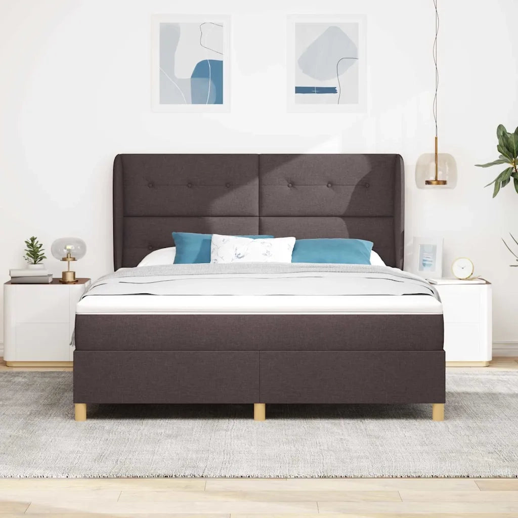 Letto a molle con materasso Marrone Scuro 200 x 180 cm Tessuto 3340770