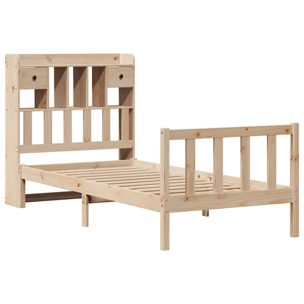 Letto Libreria senza Materasso 90x200 cm Legno Massello Pino 3321737