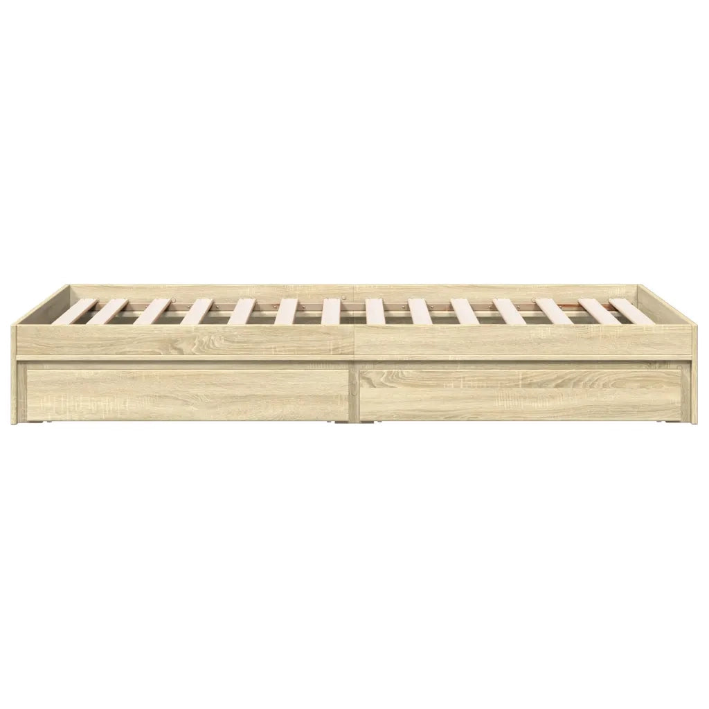 Letto singolo | Letto per adulti | Giroletto Cassetti Rovere Sonoma 100x200 cm Legno Multistrato