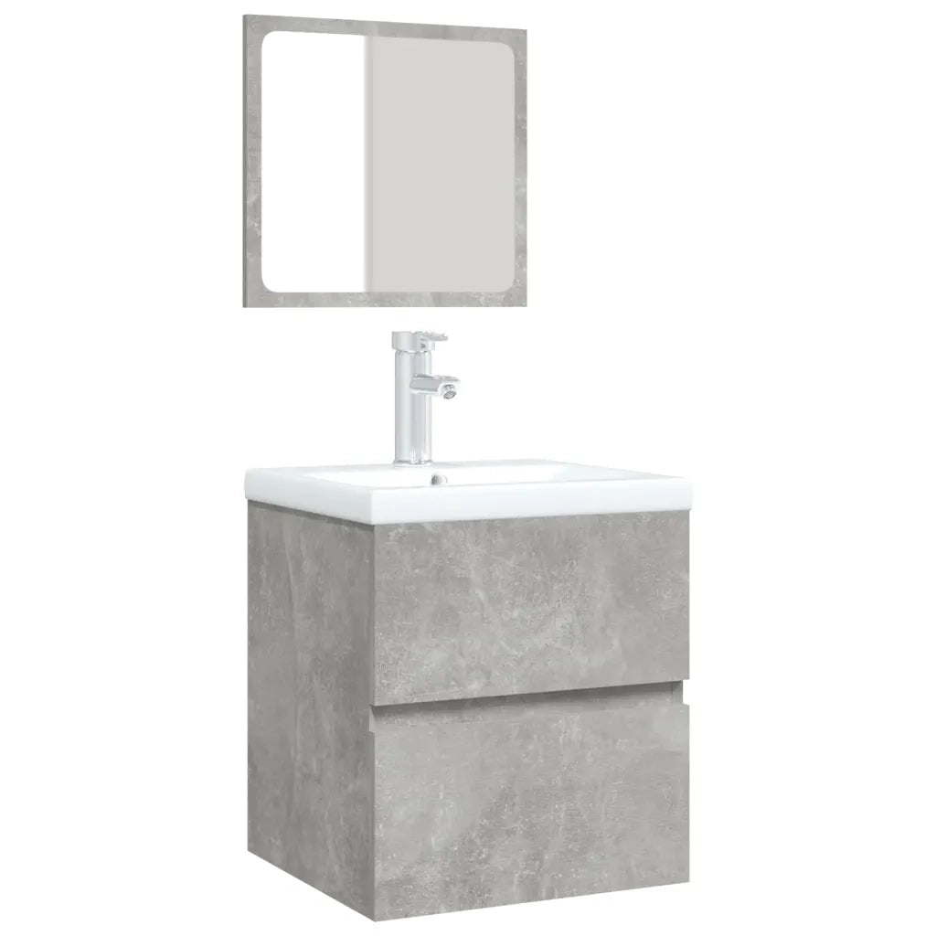 Mobile da Bagno con Lavabo e Specchio-Armadietto da bagno con Lavandino Grigio Cemento