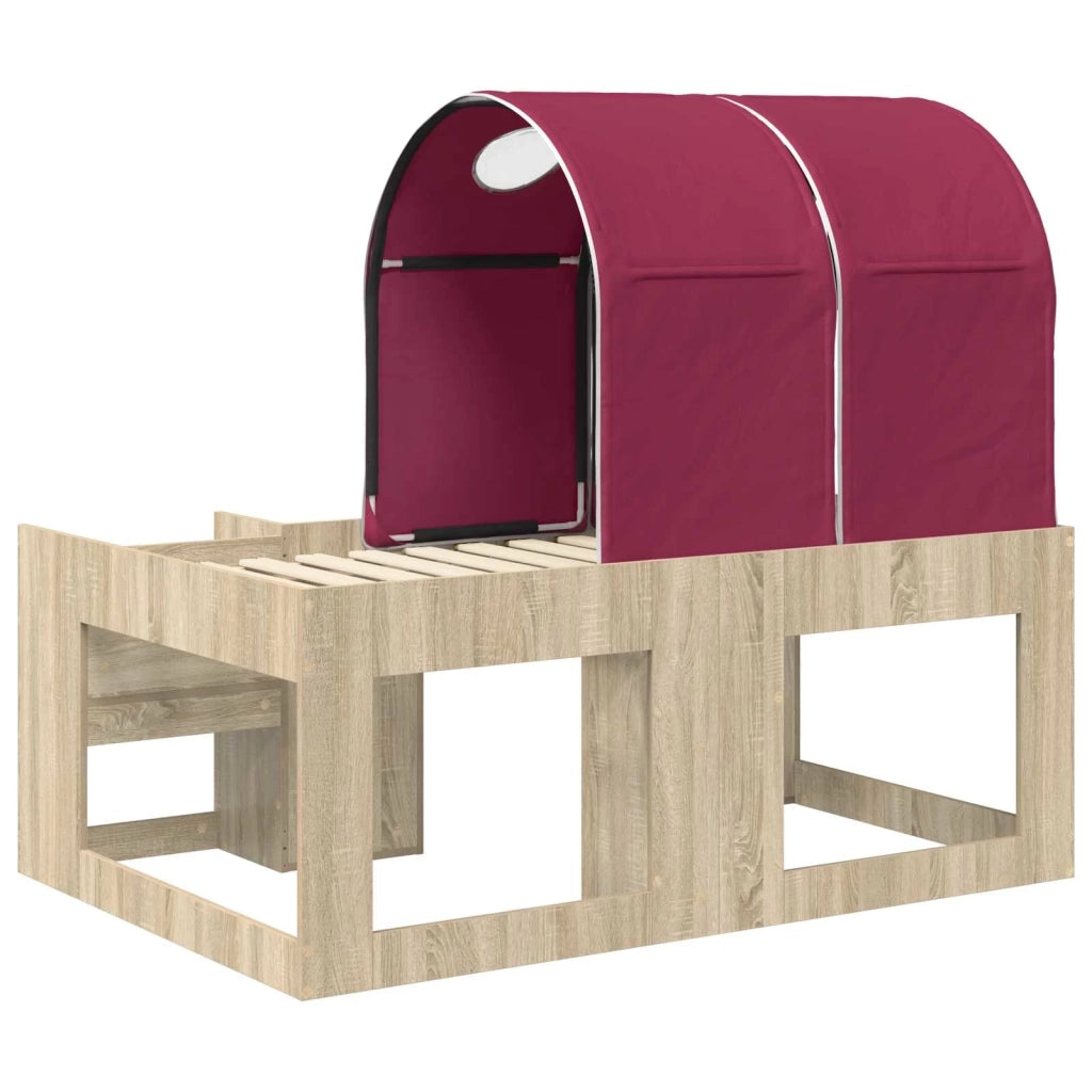 Letto con Tunnel con lo scaffale 3 pz Rovere Sonoma e Rosso 3423507