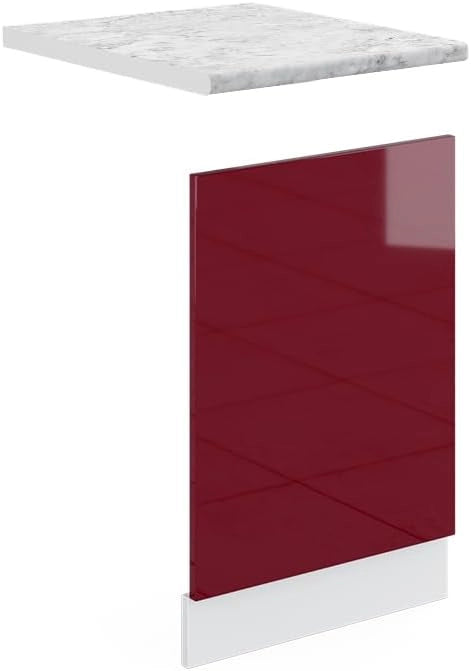 Pannello frontale R-Line, Rosso lucido, 45 cm, PL Marmo, per la libera combinazione all'interno di sistemi cucina modulari