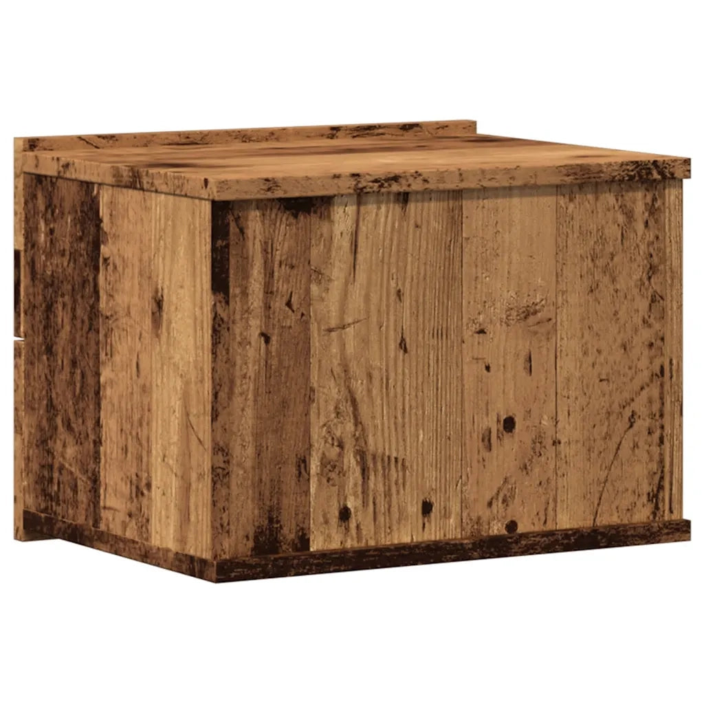 Set di 2 Comodini | Armadio da Notte | Mobiletto da notte a Muro Legno Antico 40x32x30 cm