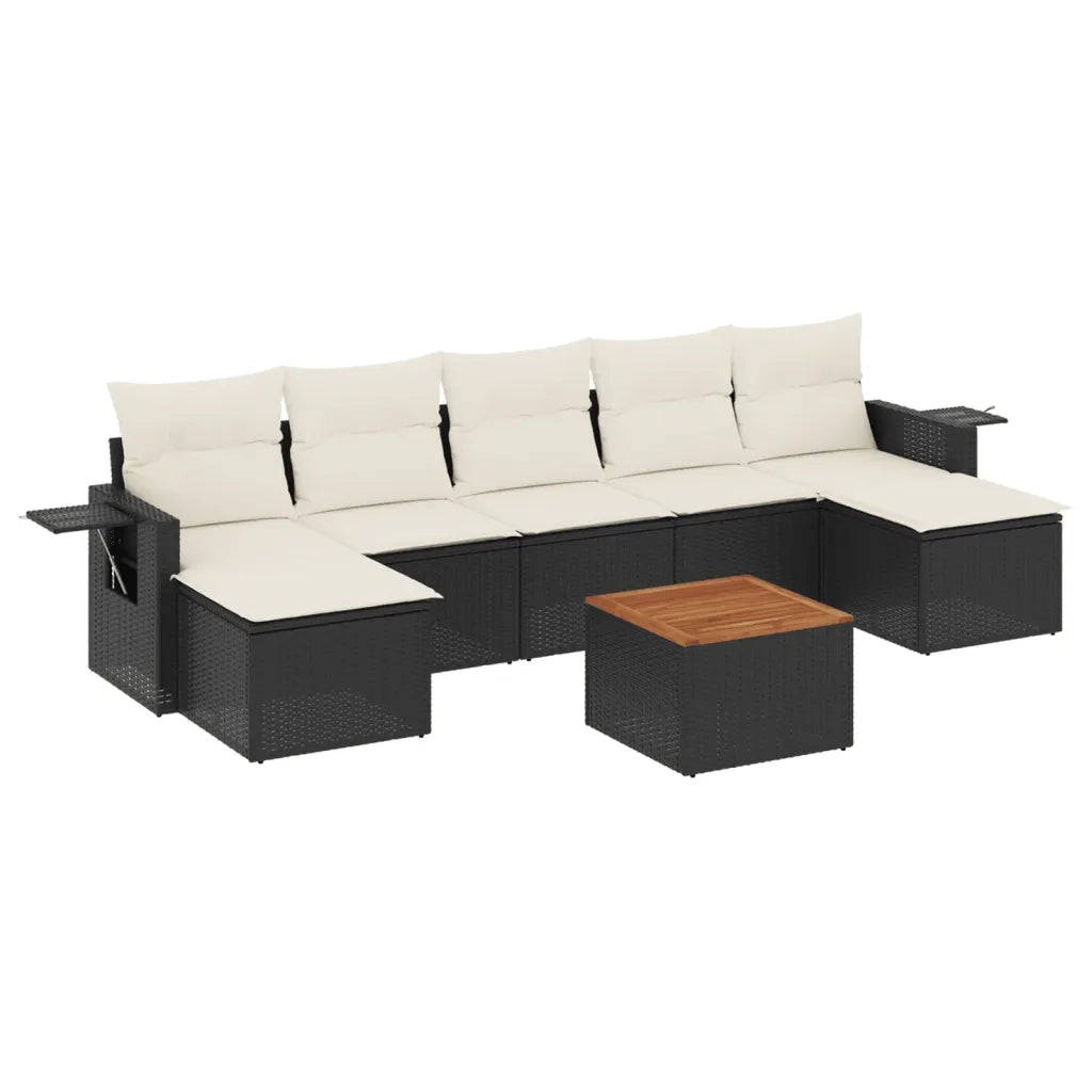 Set Divani da Giardino con Cuscini 8 pz Nero in Polyrattan 3224691