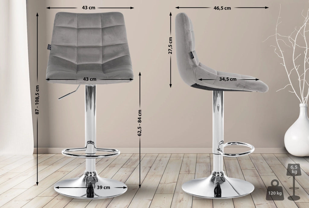 2er Set Barhocker Jerry Samt chrom