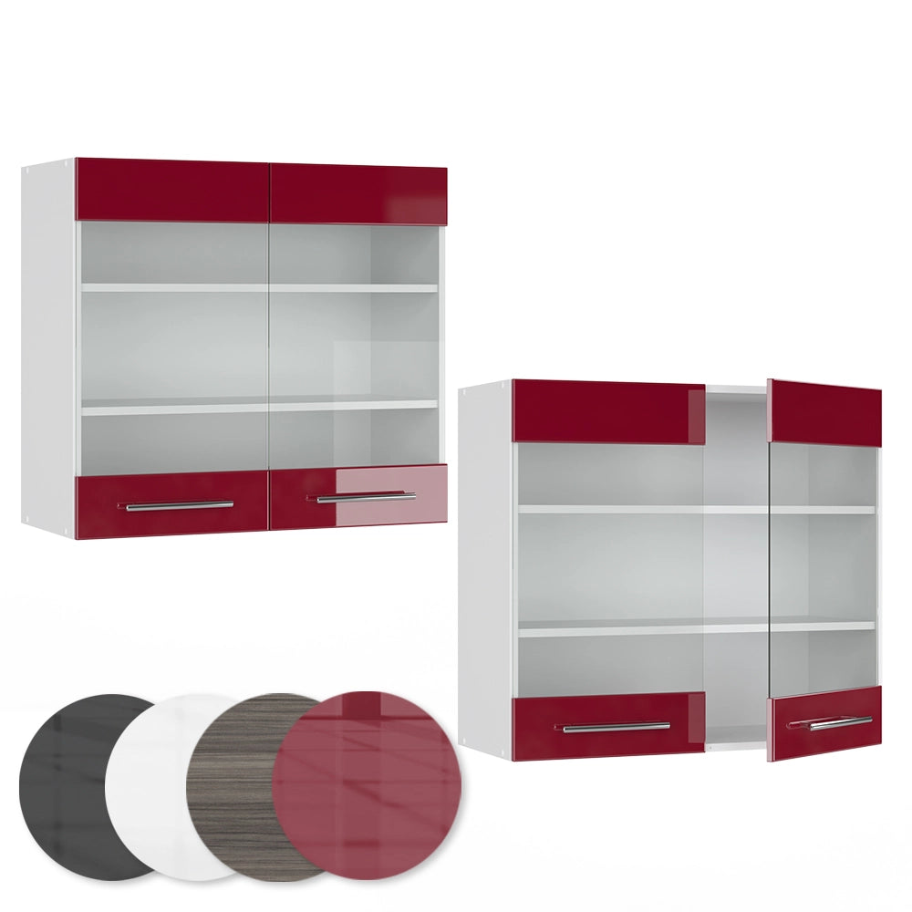 Vicco Mobile da cucina in vetro Rosso bordeaux lucido 80 cm