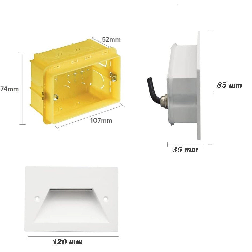 Trade Shop - Faretto Incasso Per Cassetta 503 Segnapasso 3w Tecnologia Cct Con Switch Ip65 Es49-3c - Bianco