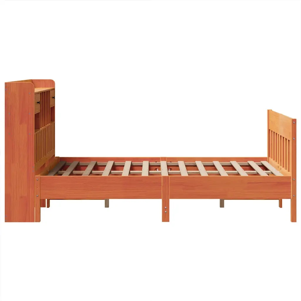 Letto matrimoniale | Letto per adulti | Letto senza Materasso Marrone Cera 135x190 cm in Legno di Pino