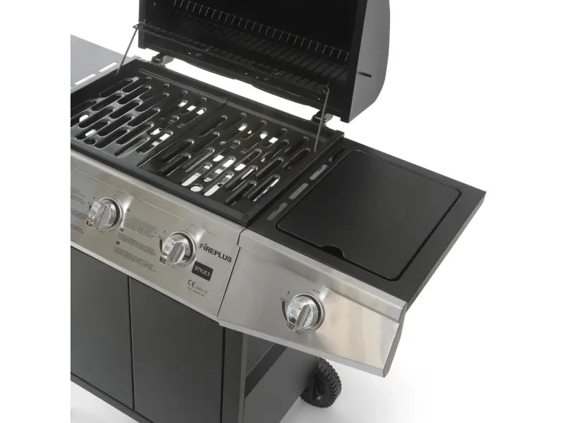 Barbecue a gas Fireplus Style 3 con 3 bruciatori e 1 fornello laterale