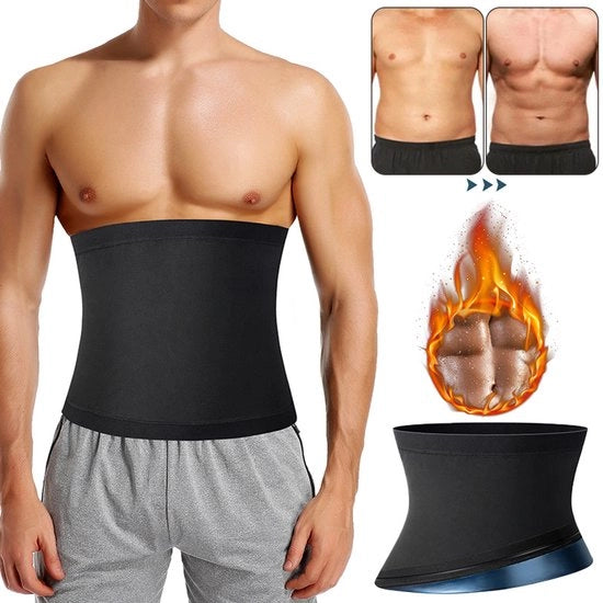 Allenamento della forma per uomo – Perdita di peso, controllo della pancia e compressione – Shapewear e fascia di sudore – Body Shaper – Nero