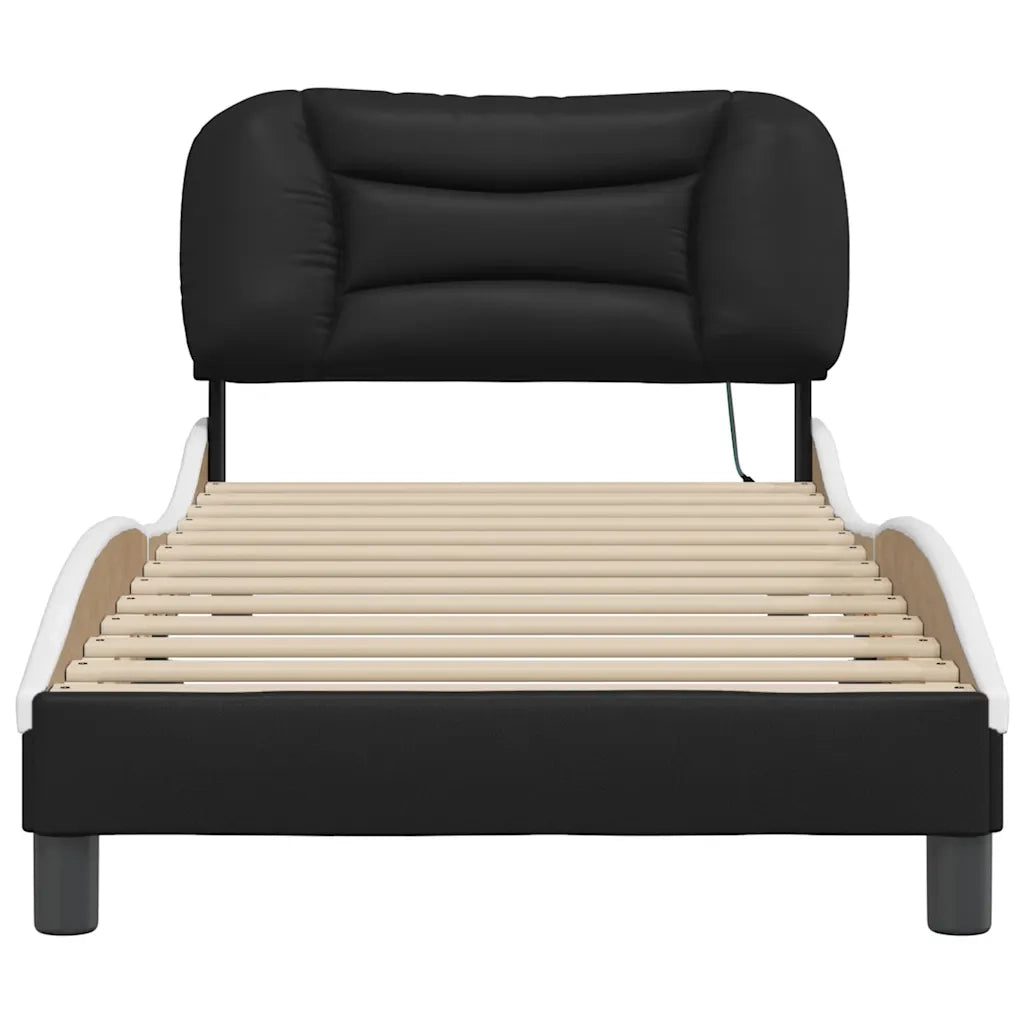 Giroletto con LED senza Materasso-Struttura Letto Hvar Nero e Bianco 80x200 cm