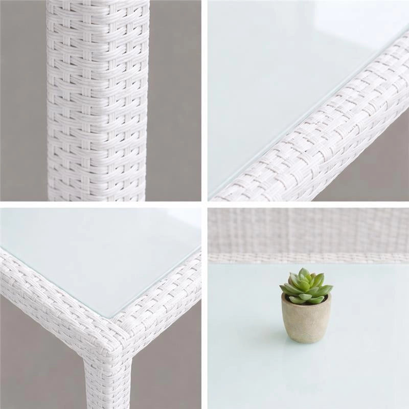 TAVOLO AZORE IN ACCIAIO E WICKER BIANCO 150 X 90CM