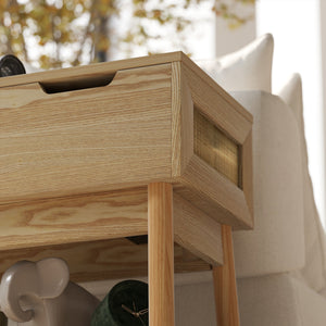 Tavolino da Salotto in Stile Boho 30x60x60,5 cm con Vano a Scomparsa in MDF color Legno