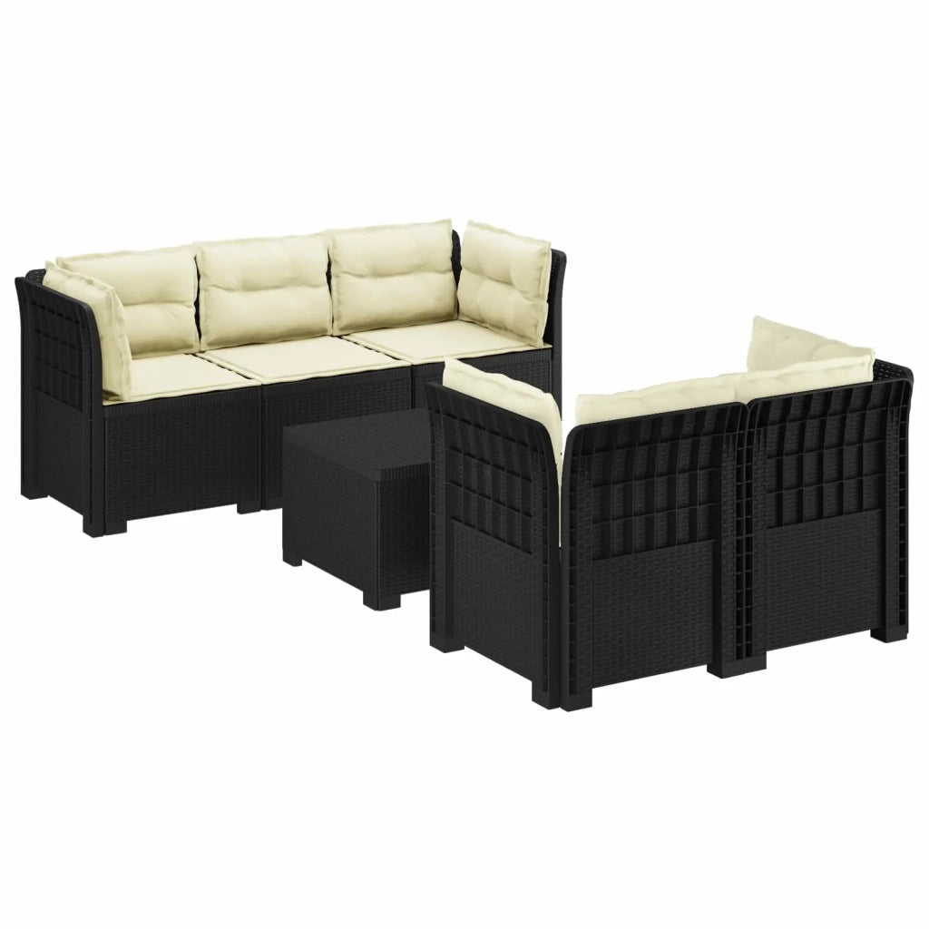 Divano da Giardino 5 Posti con Cuscini Stile Rattan PP 3443906