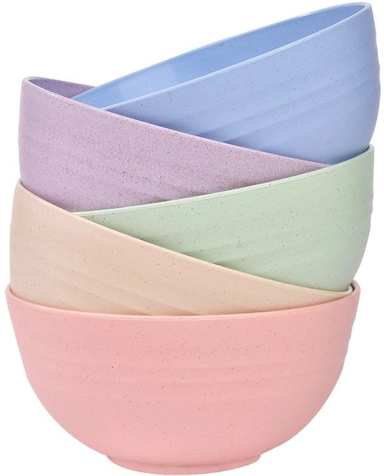 Set di 5 contenitori in plastica - Infrangibili - Sicuri per l'alimentazione - Leggeri - Riciclabili - Contenitori per campeggio - 15cm/24OZ - Servizio