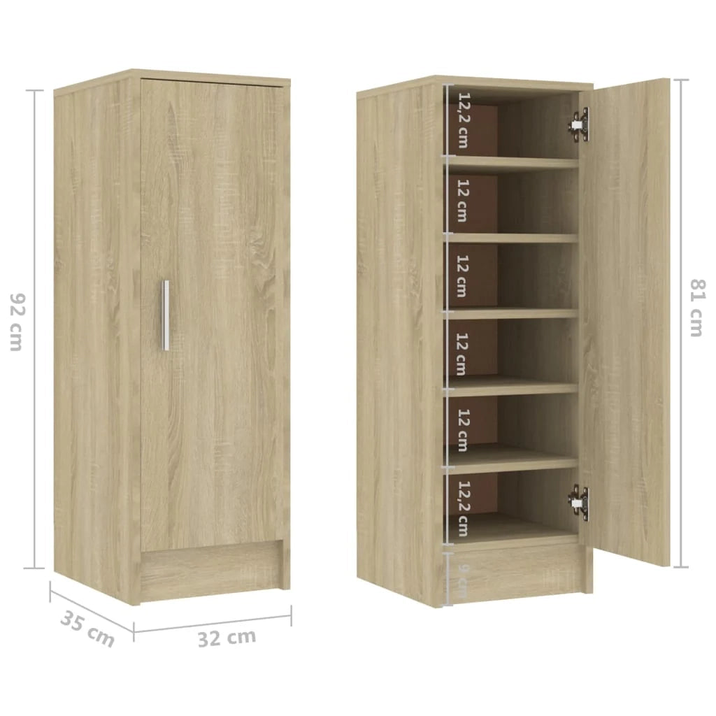 Scarpiera mobile contenitore per scarpe mobile per ingresso/corridoio/soggiorno rovere Sonoma 32 x 35 x 92 cm legno ingegnerizzato marrone 02_0021695