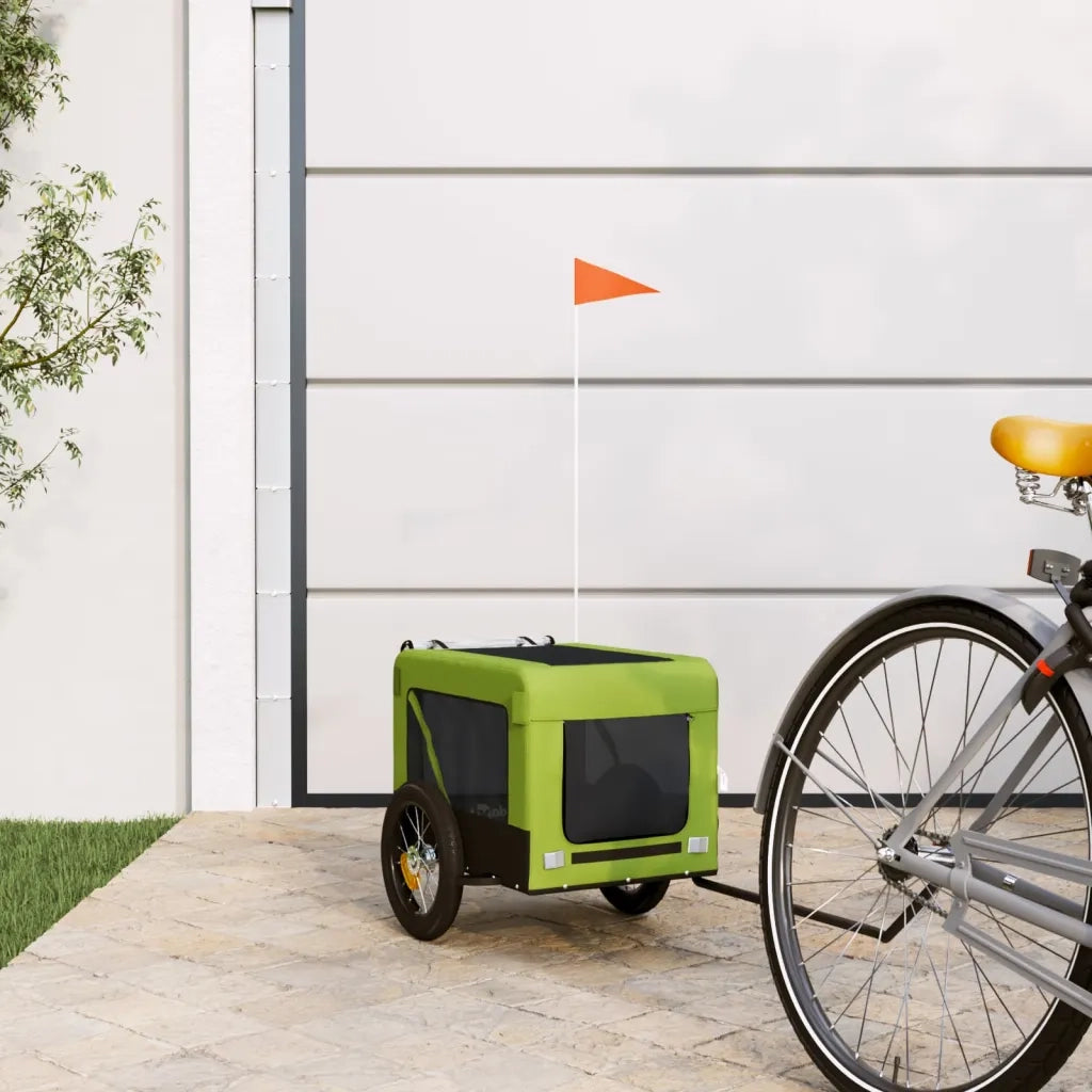 Rimorchio da Bici per Animali Verde e Nero Oxford e Ferro 93913
