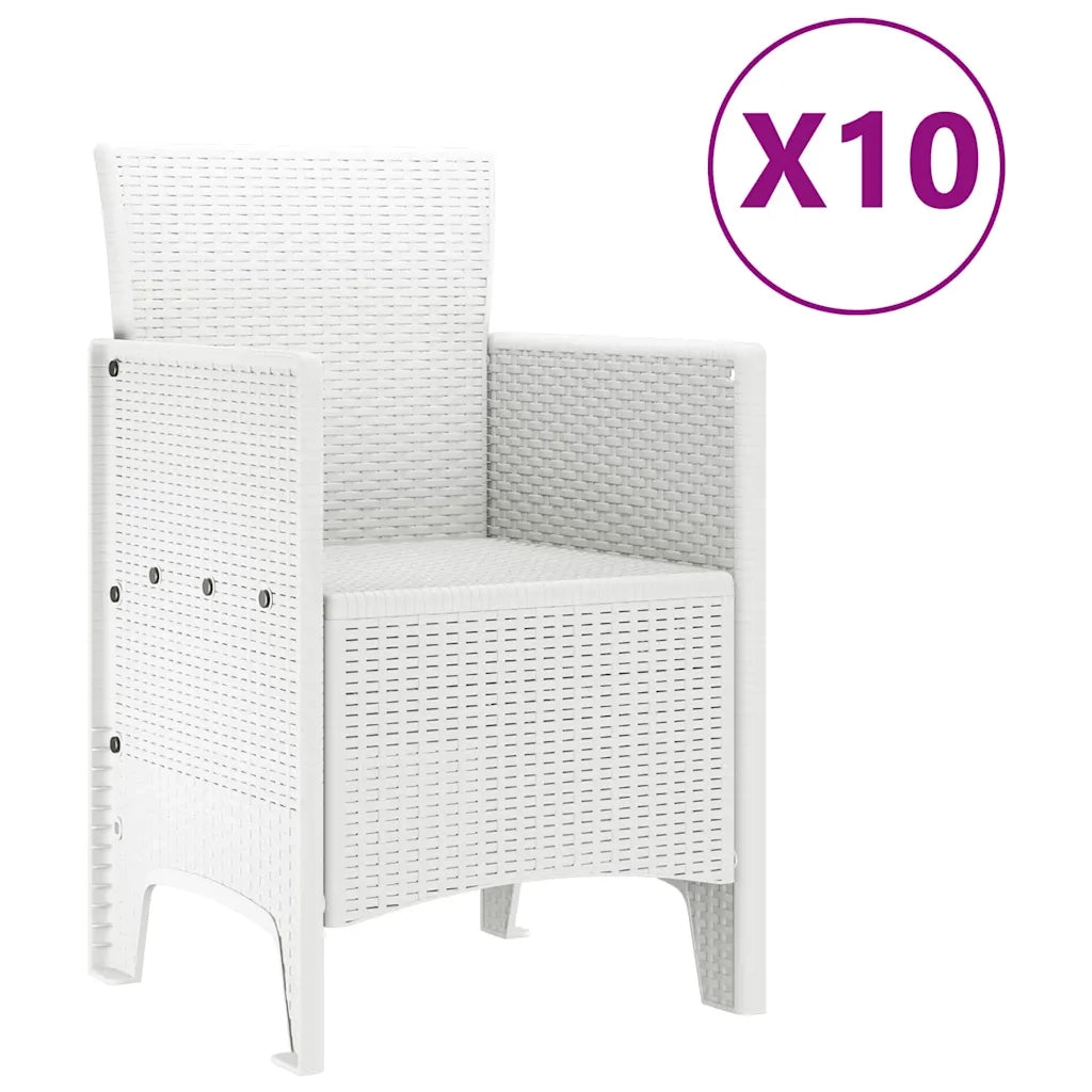 Set da Pranzo per Giardino 11 pcs Bianco Rattan e acciaio 3378762