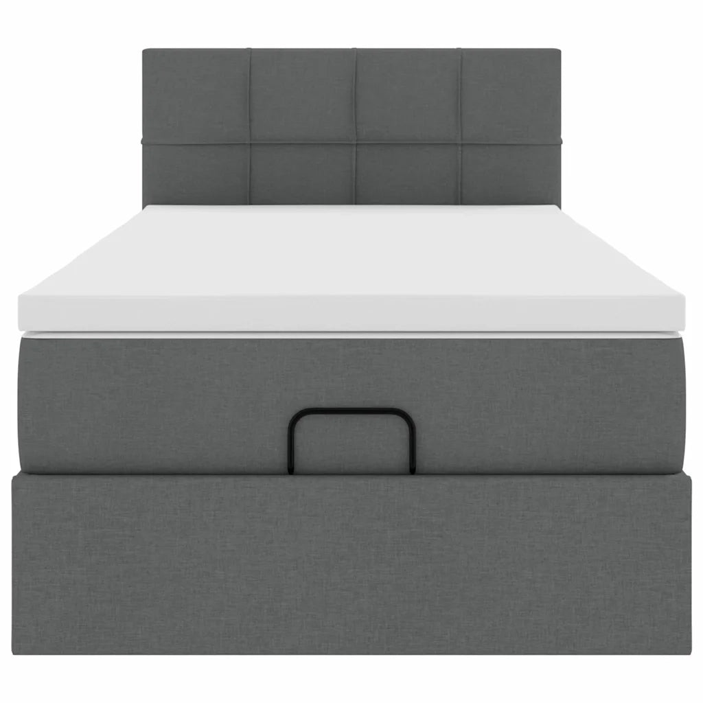 Pouf Letto con Materasso e LED Grigio Scuro 80x200cm in Tessuto