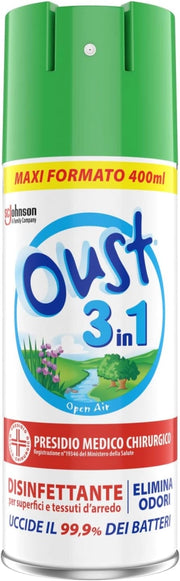 OUST 3 IN 1 SPRAY ELIMINA ODORI DISINFETTANTE DA 400 ML OPENAIR VERDE