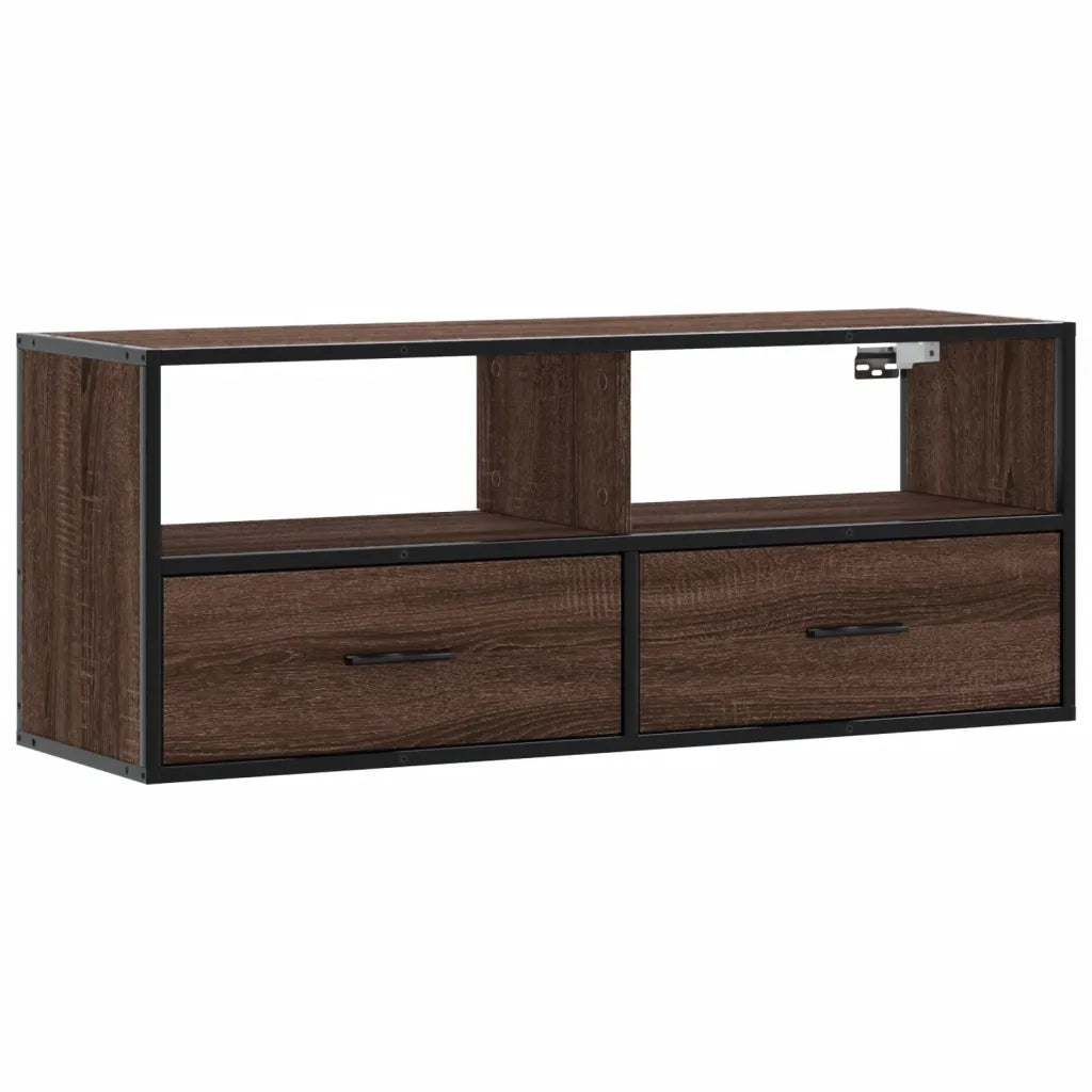 Mobile TV Rovere Marrone 100x31x39,5 cm in Truciolato e Metallo