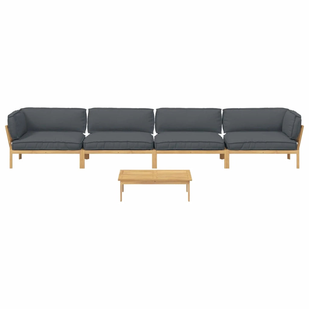 Set di divani 5 pcs Antracite Legno di Acacia Massello