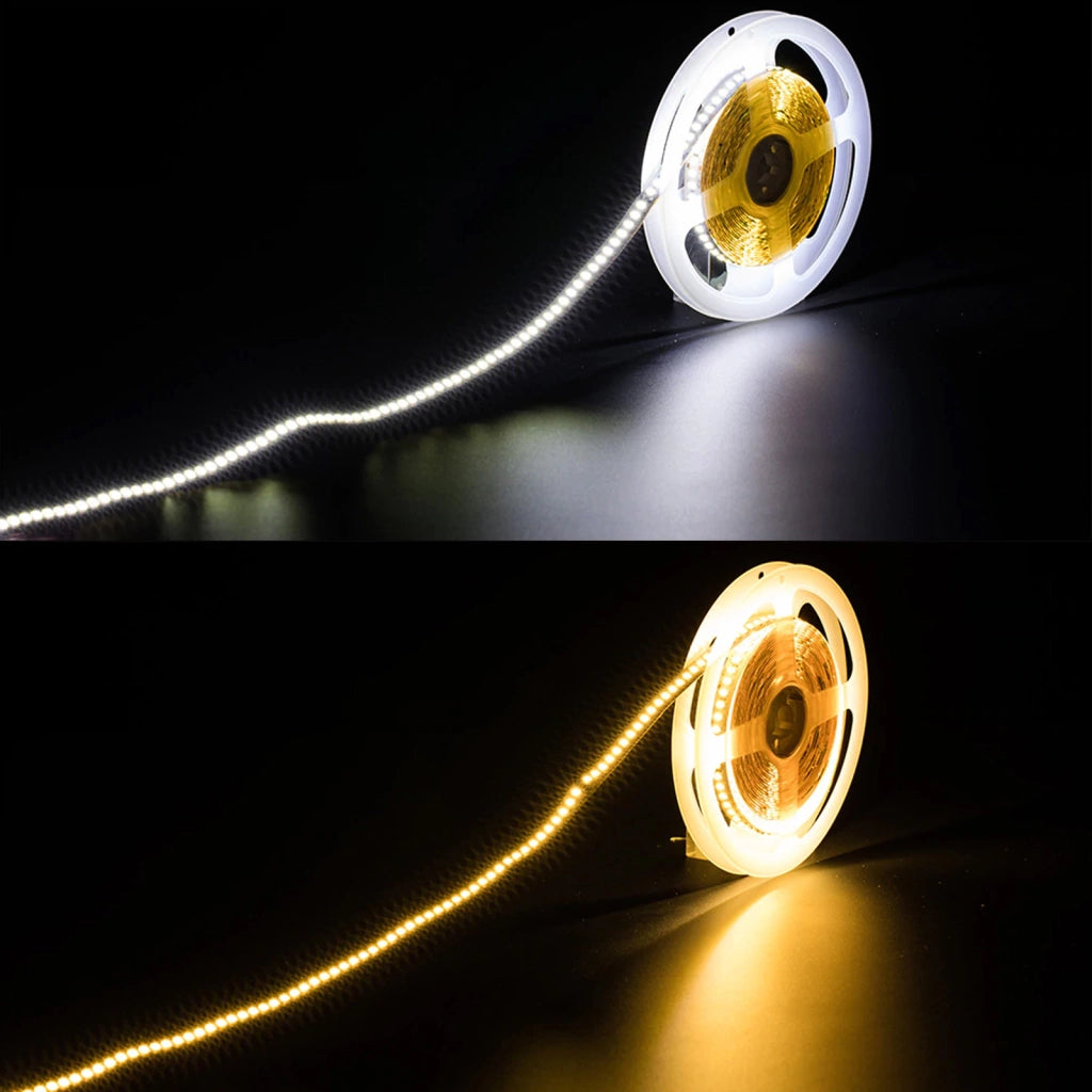 Strip 1200 LED SMD2835 striscia 5Mt alta luminosita dimmerabile DIMMER 90w 12v 240 led/mt 3000K