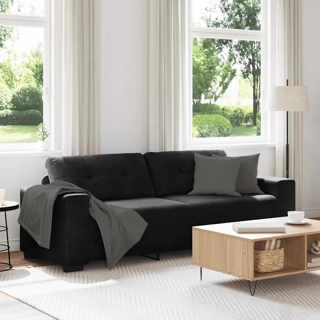 Divano a 3 posti Nero 220x78x80 cm in Velluto 4105139