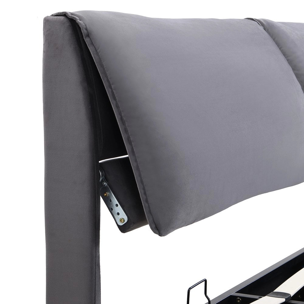 Letto Contenitore Imbottito con Testiera e Cassetti ¨C MINIMAL ¨C Velluto Grigio 180x200
