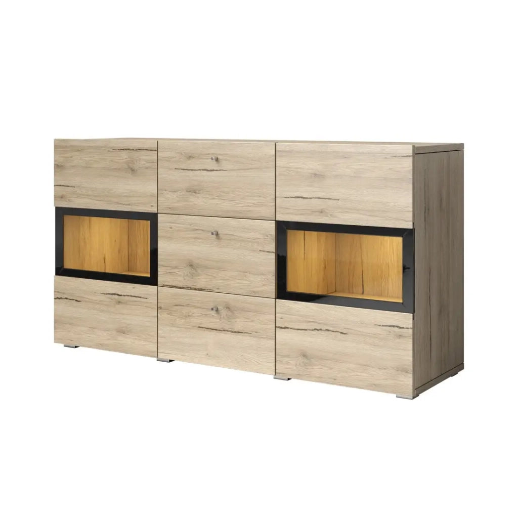 Set completo salotto RAMOS – Rovere – 7 mobili con LED multicolore integrato