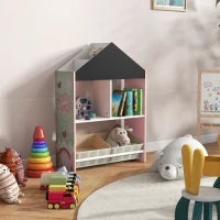 Scaffale Portagiochi per Bambini con Ripiani e Cassetti Rimovibili, Rosa