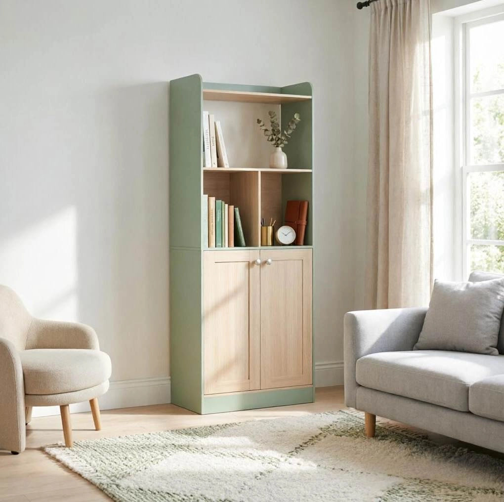 Libreria da soggiorno 60x30x161,2 cm verde e legno
