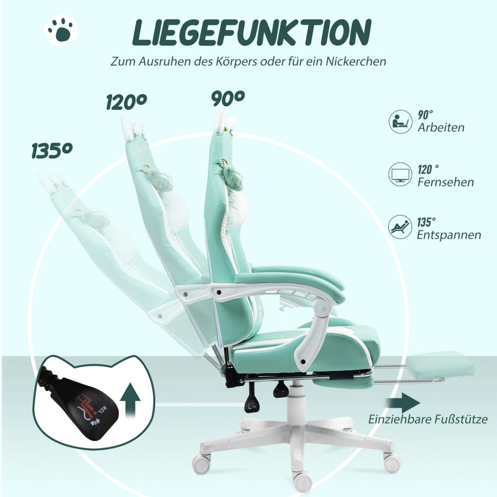 Poltrona Gaming Reclinabile con Poggiapiedi ¨C Xylo ¨C Blu Tiffany