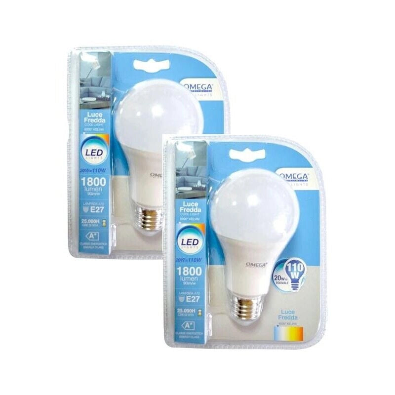 KIT SET 2 PZ MAURY'S LAMPADINA GOCCIA A LED A70 20W 6000K A+ LUCE FREDDA
