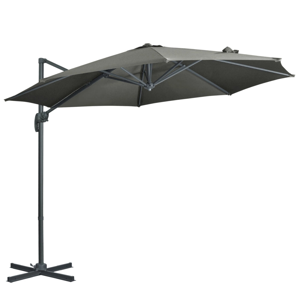 Ombrellone da Giardino Decentrato Ø294x248 cm in Alluminio Acciaio e Poliestere Grigio