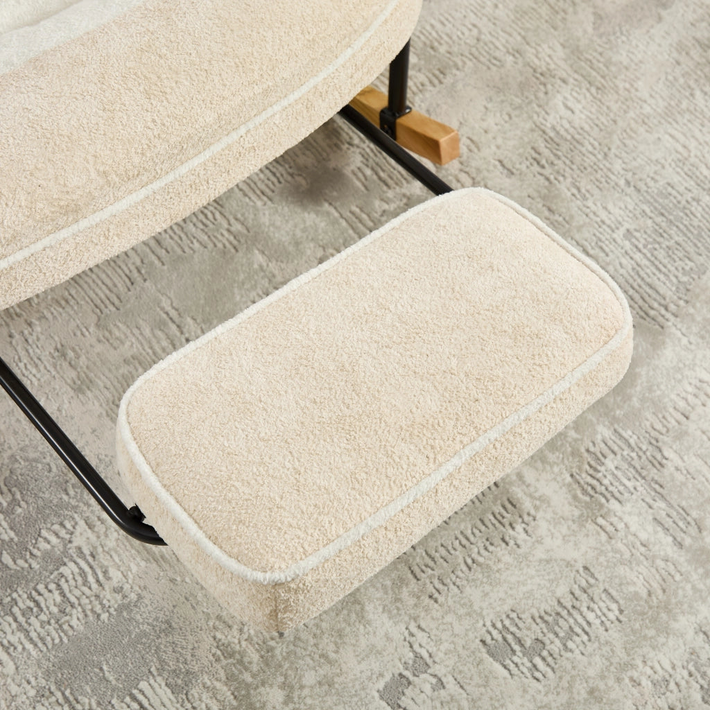 Poltrona a dondolo reclinabile beige con poggiapiedi estraibile