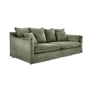 Divano dritto KALIA – Tessuto costolato verde scuro – 3 posti – Stile contemporaneo