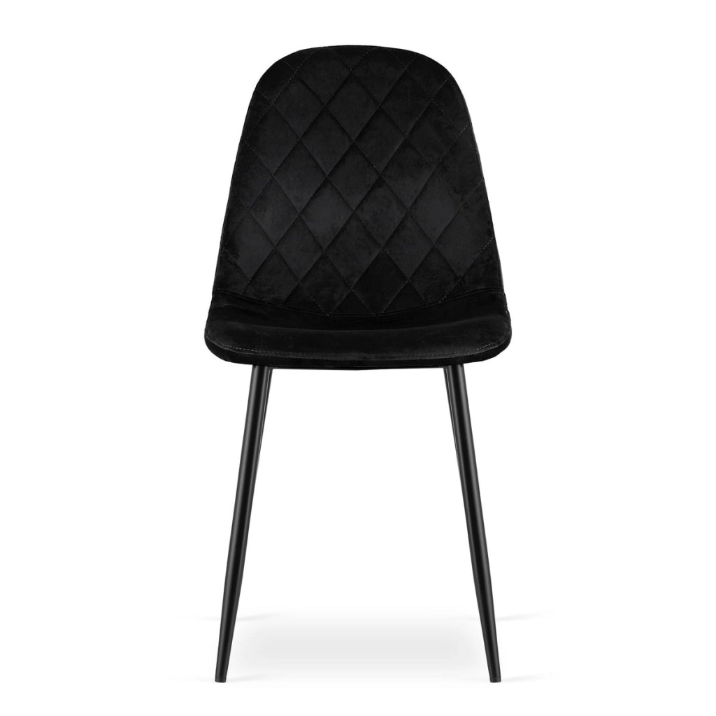 Set di 3 Sedie Asti in Velluto Nero e Metallo