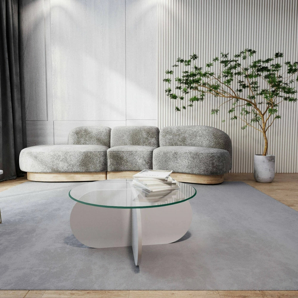 Nila, Tavolino da Salotto Forma Rotonda, 75x75x35h cm Bianco