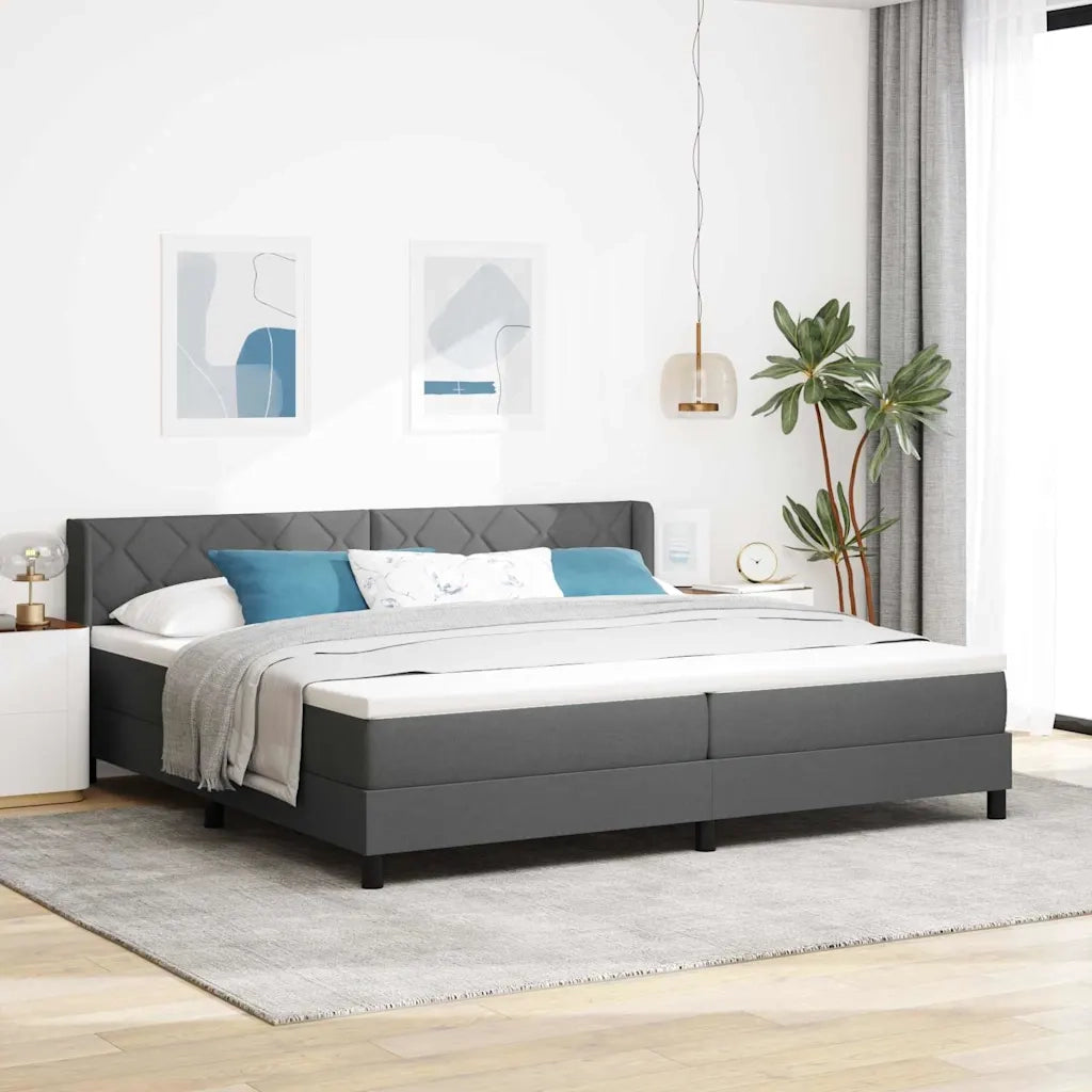 Letto a molle con materasso Grigio scuro 200 x 200 cm Tessuto 3341189