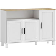 Credenza Cucina 110x33x75 cm con Ante Ammortizzate 2 Armadietti e Vano Aperto in Legno Bianco