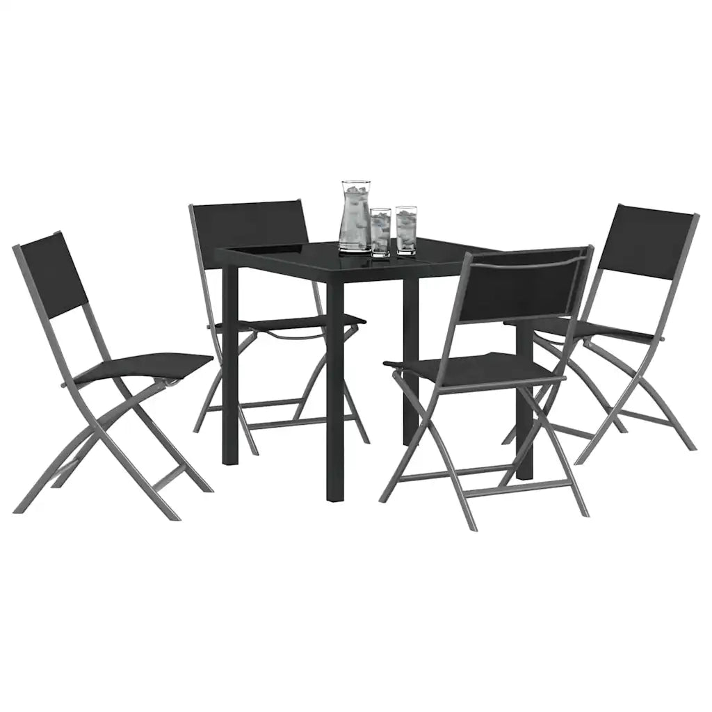Set da Pranzo per Giardino 5 pcs Nero