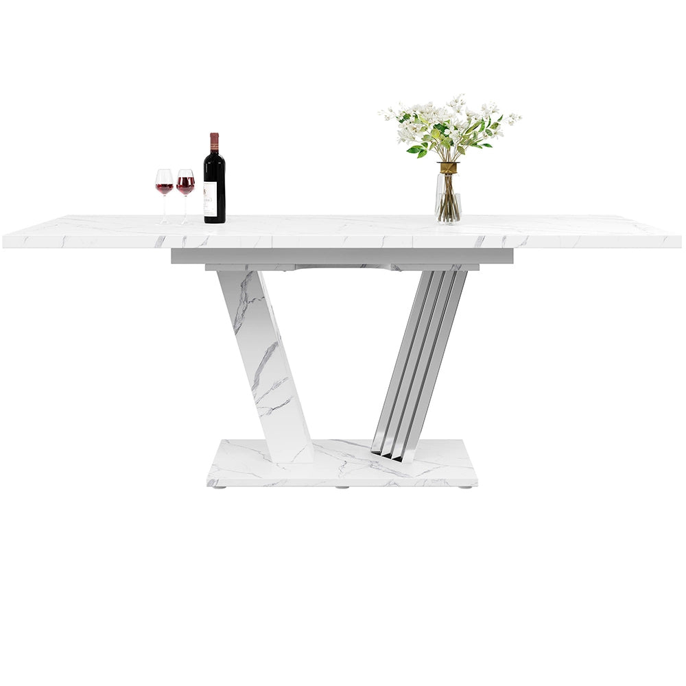 Tavolo allungabile in marmo - Xylo - 120-160x80x76 cm - Pi¨¨tement a farfalla