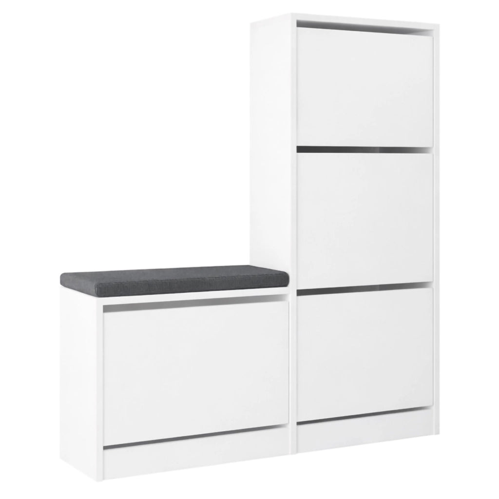 Mobile Portascarpe Velma, Scarpiera 8 Paia, 105x26x119h cm Bianco