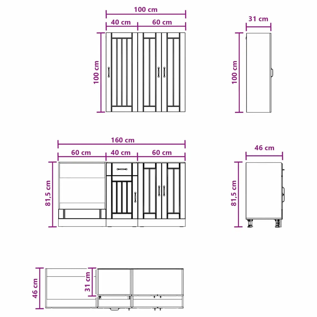 Unità Cucina LUCCA 5 pcs Sonoma grigio Legno ingegnerizzato 3438271