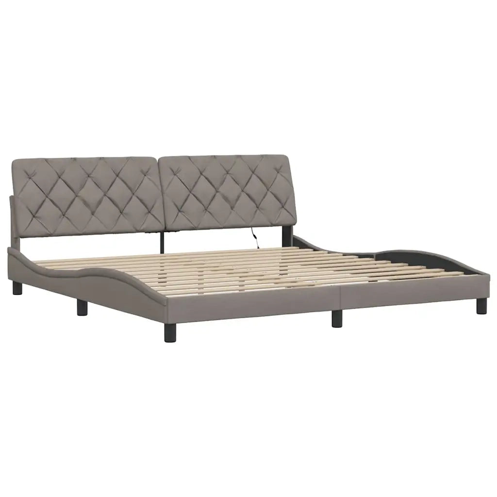 Giroletto con LED senza Materasso-Struttura Letto Tortora 200x200 cm in Tessuto