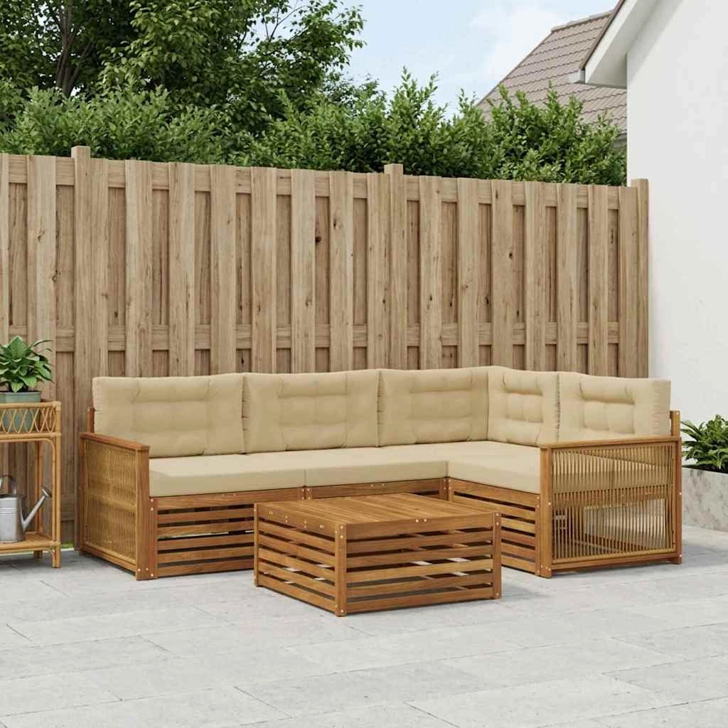 Set di divani da esterno 5 pz Naturale e Beige 3383331