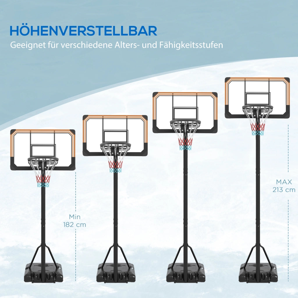 Canestro da Basket Regolabile in Altezza ¨C zephmum ¨C Grigio 182-213 cm